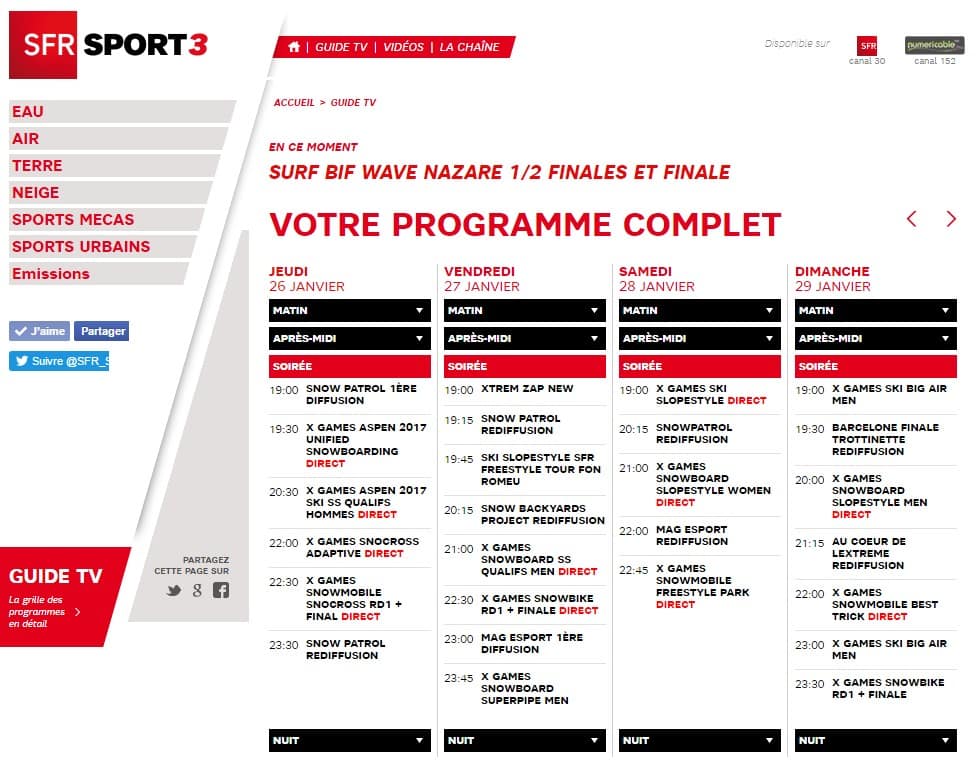 Programme complet x games